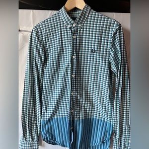 Fredperry plaid green blue shirt